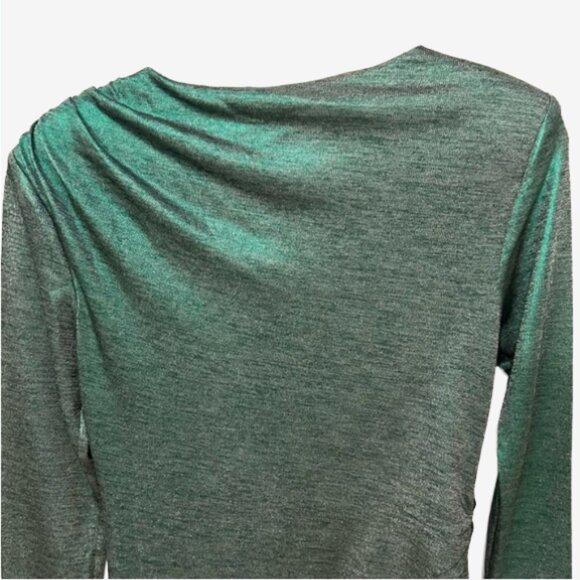 NWT Lovers + Friends Metallic Green Ruched Mini Dress M Revolve Party Sexy - Picture 9 of 15